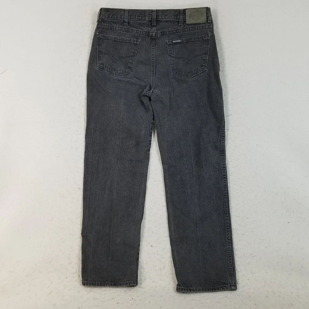 Harley Davidson Jeans Mens 38x32 Black Traditional Fit Faded Denim Straight Leg